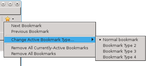 The Bookmarks tool dropdown menu